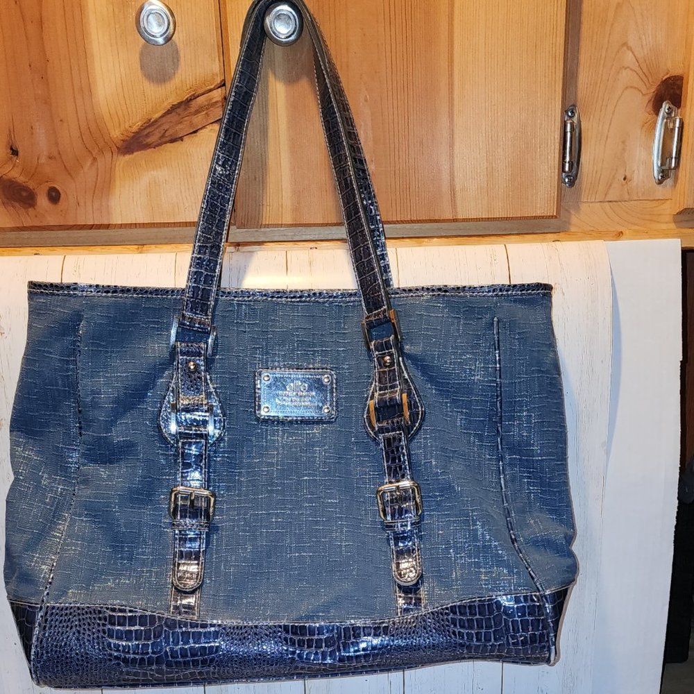 Elite models Fashion bag denim and silver sparkle with wide or button up option
